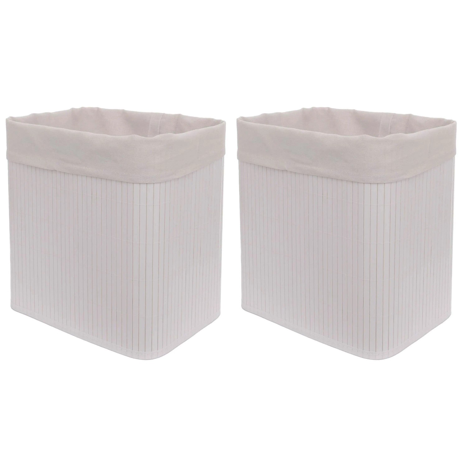 MCW 2er-Set Aufbewahrungskorb C21 Bambus 33x33x23cm Weiß