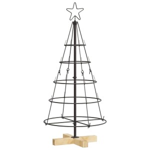 Schwarzer vidaXL Tannenzapfenbaum 90 cm mit Stahlrahmen und Holzfuß.