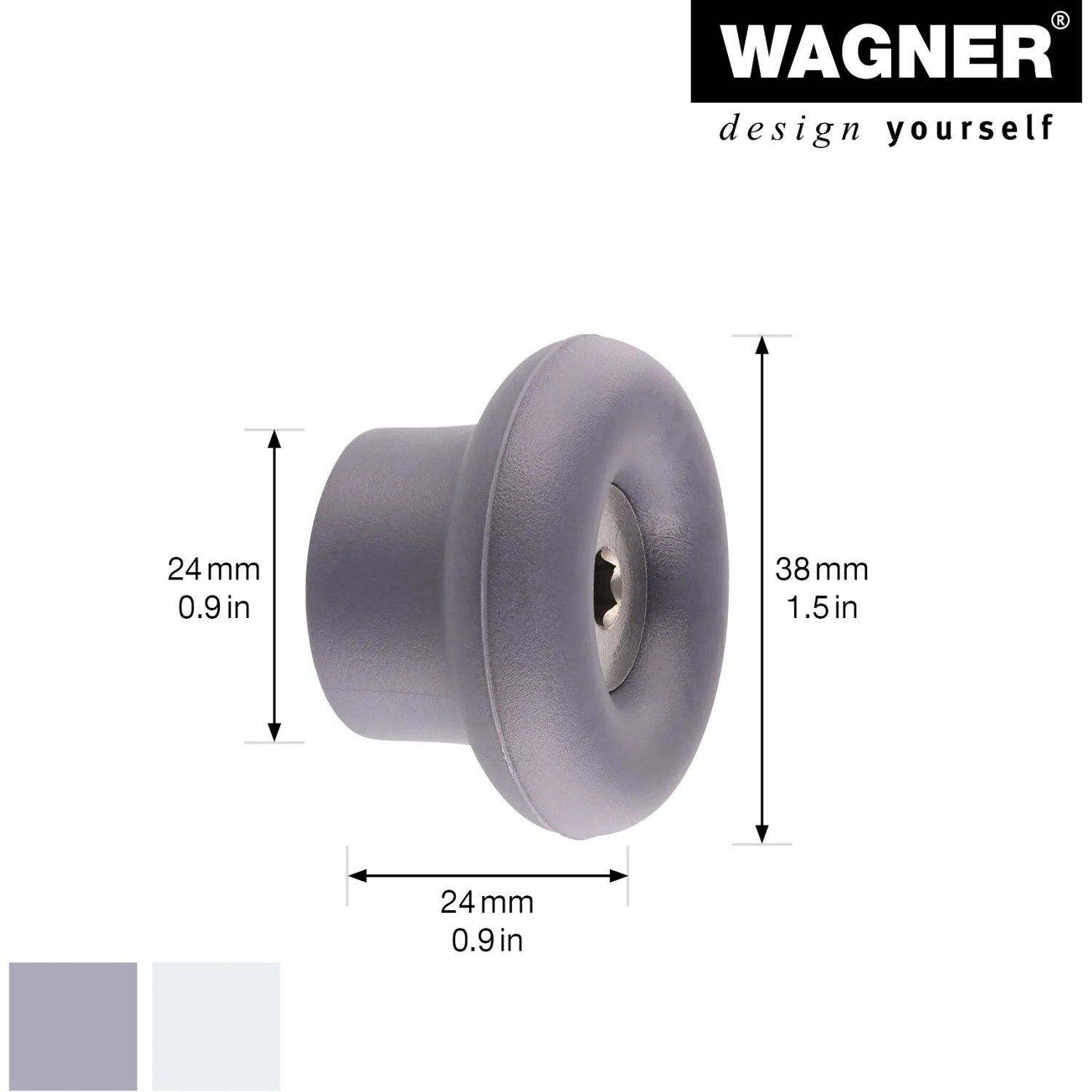 Wagner Wandhaken Dot, schiefergrau-lichtgrau, Maße im Bild dargestellt.