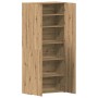 Brauner vidaXL Schuhschrank aus Holzwerkstoff mit Holzoptik, offenen Türen und mehreren Regalen. Hoher Schuhschrank für viel Stauraum.