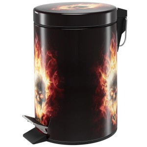 SANILO Kosmetikeimer mit Totenkopf-Flammen Design, ein Blickfang für jedes Badezimmer.