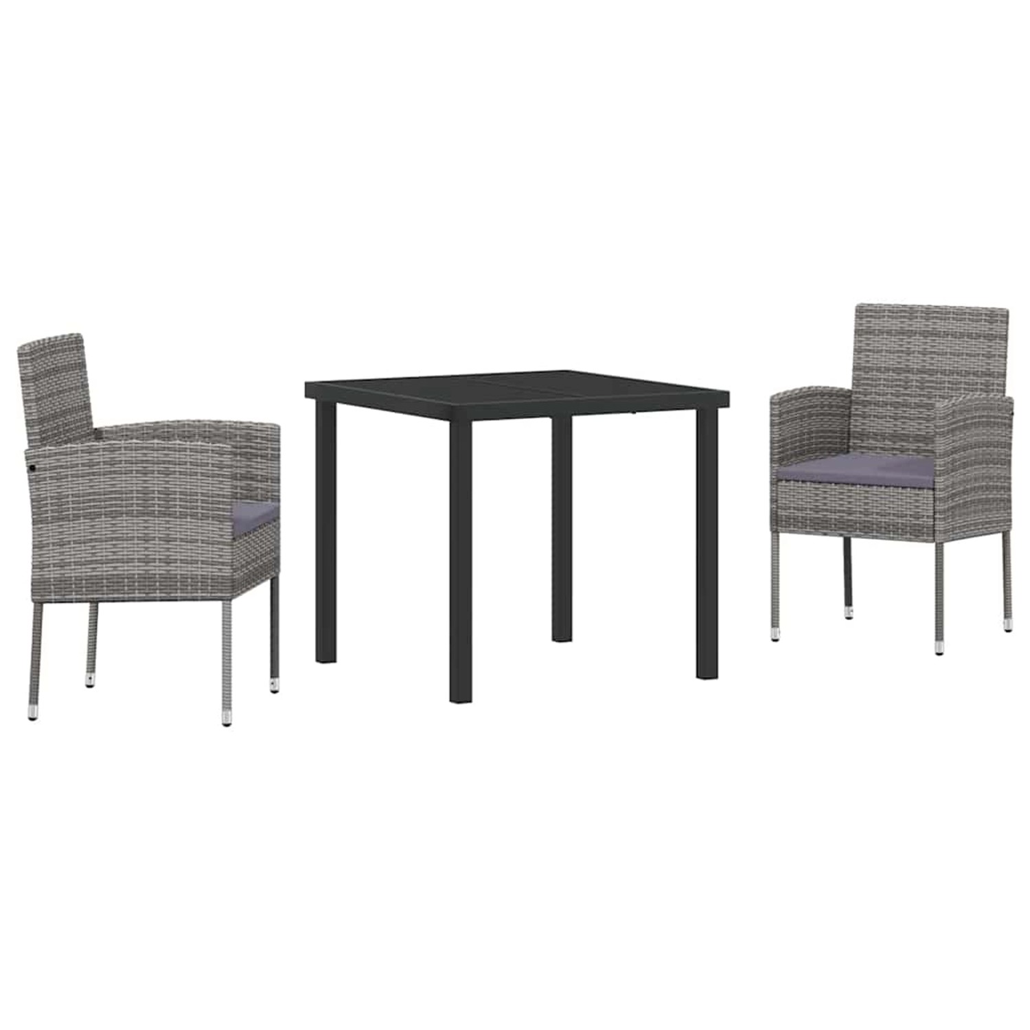 vidaXL Garten Essgruppe mit Kissen 3-Tlg Grau Poly Rattan 3380057 günstig online kaufen