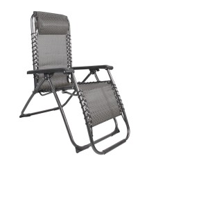 Verstellbarer Relaxsessel/Liegestuhl in Schwarz/Taupe für Camping & Garten.