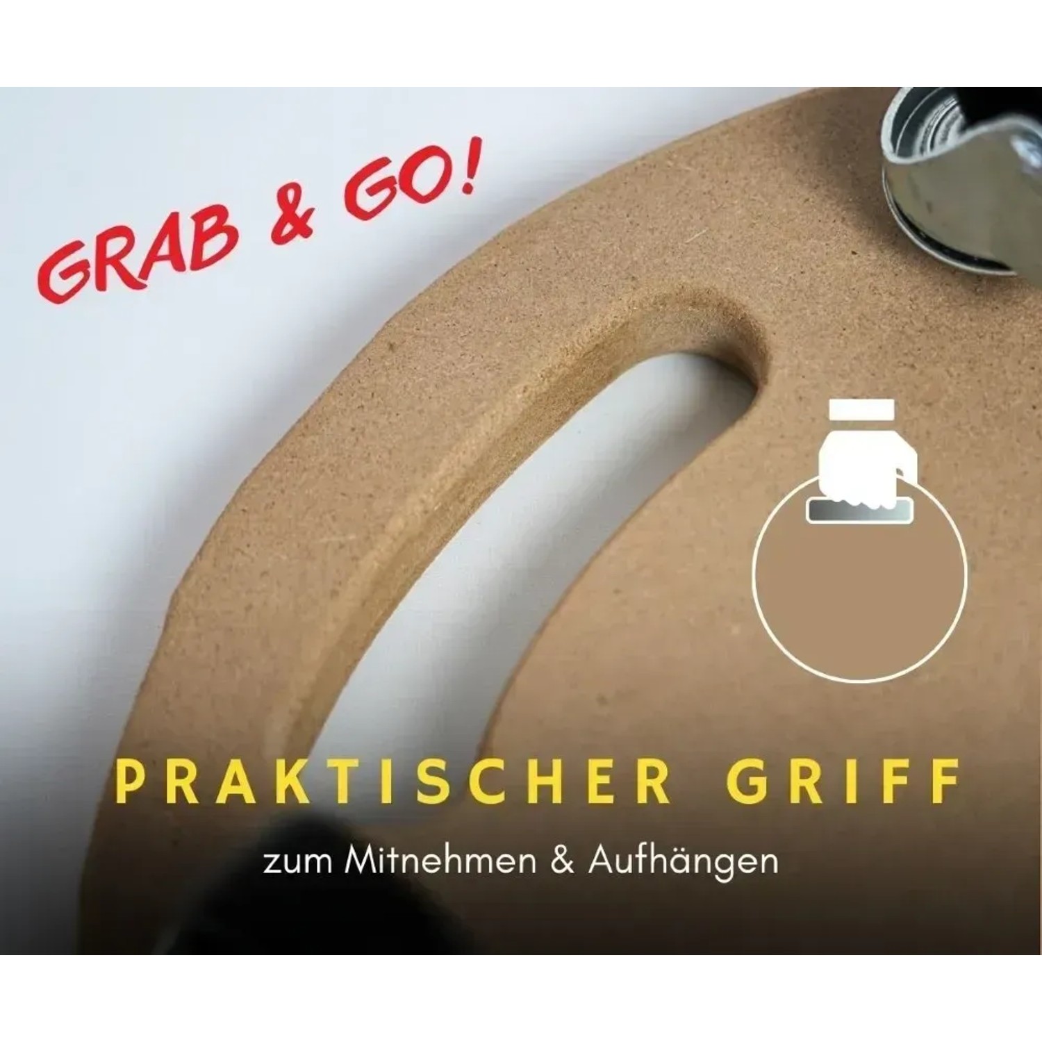Detailaufnahme Transportroller mit Griff aus MDF-Holz, Teil des 10er Sets MegaDeal.