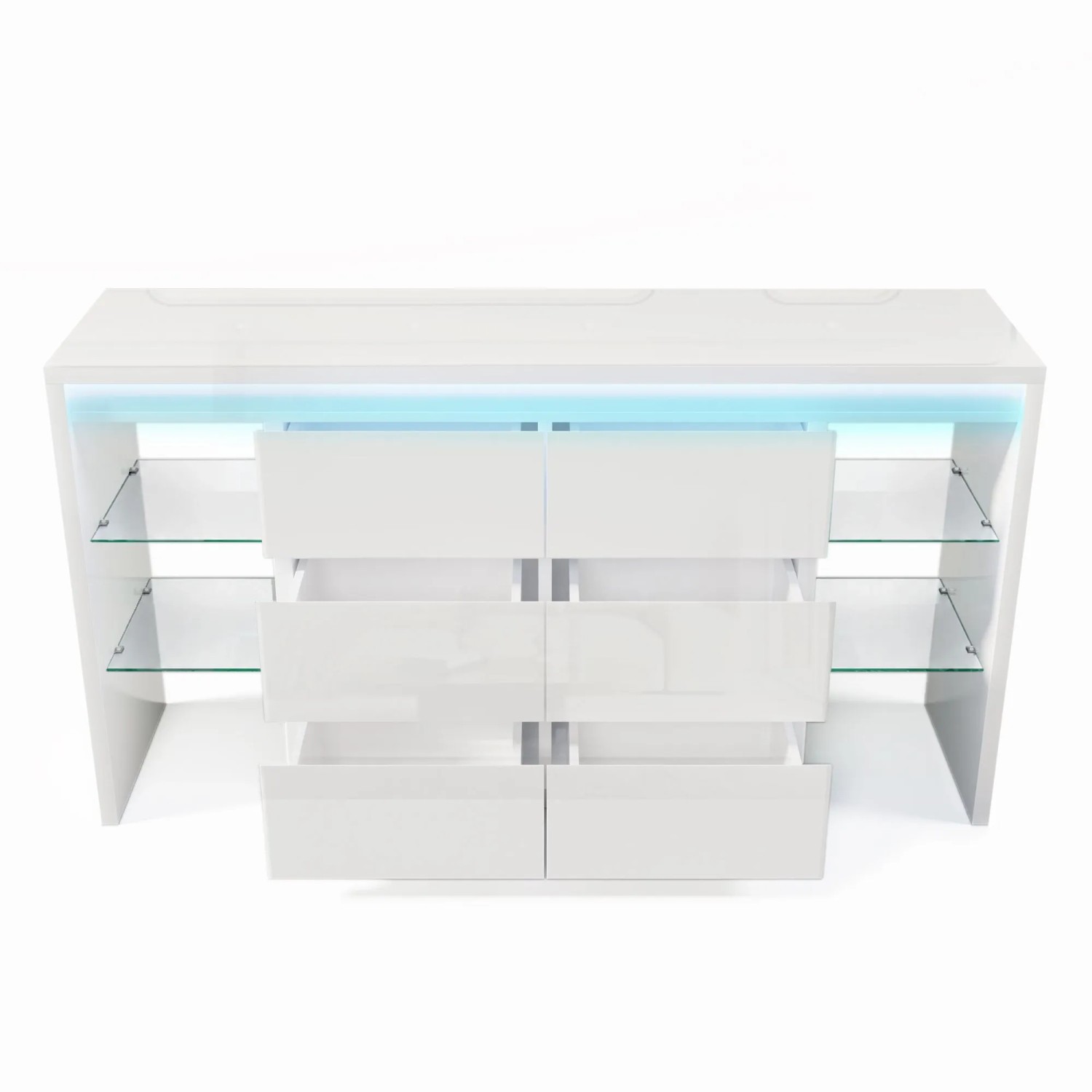 Merax Sideboard 155x40x80cm LED 6 Schubladen Weiß