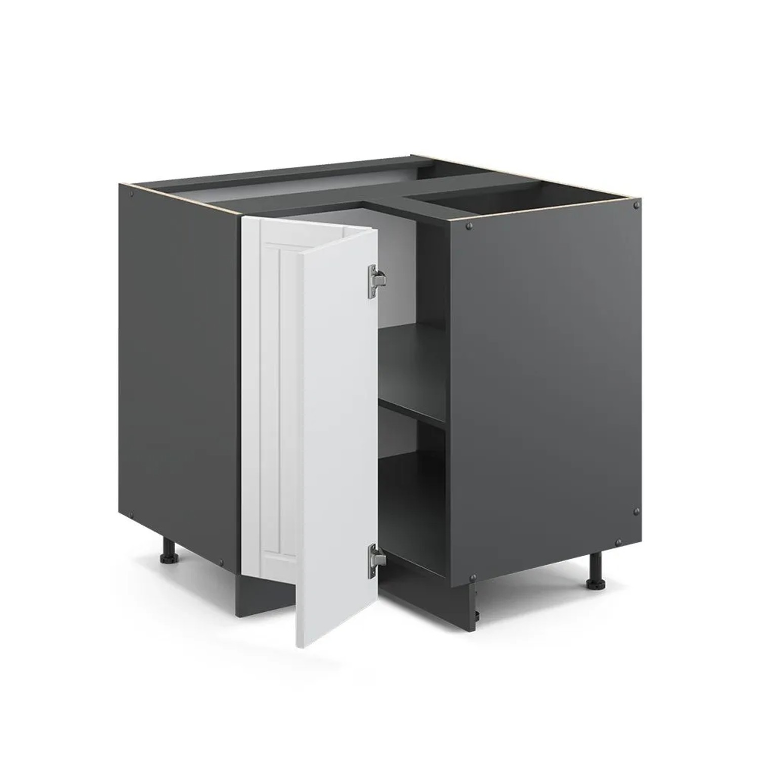 Vicco Eckunterschrank Fame-Line Weiß Landhaus Anthrazit 81 cm AP Eiche