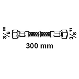 Kirchhoff Flexschlauch, 300 mm, mit 3/8 Zoll Anschlüssen. Flexibler Edelstahl-Schlauch für Trinkwasser.