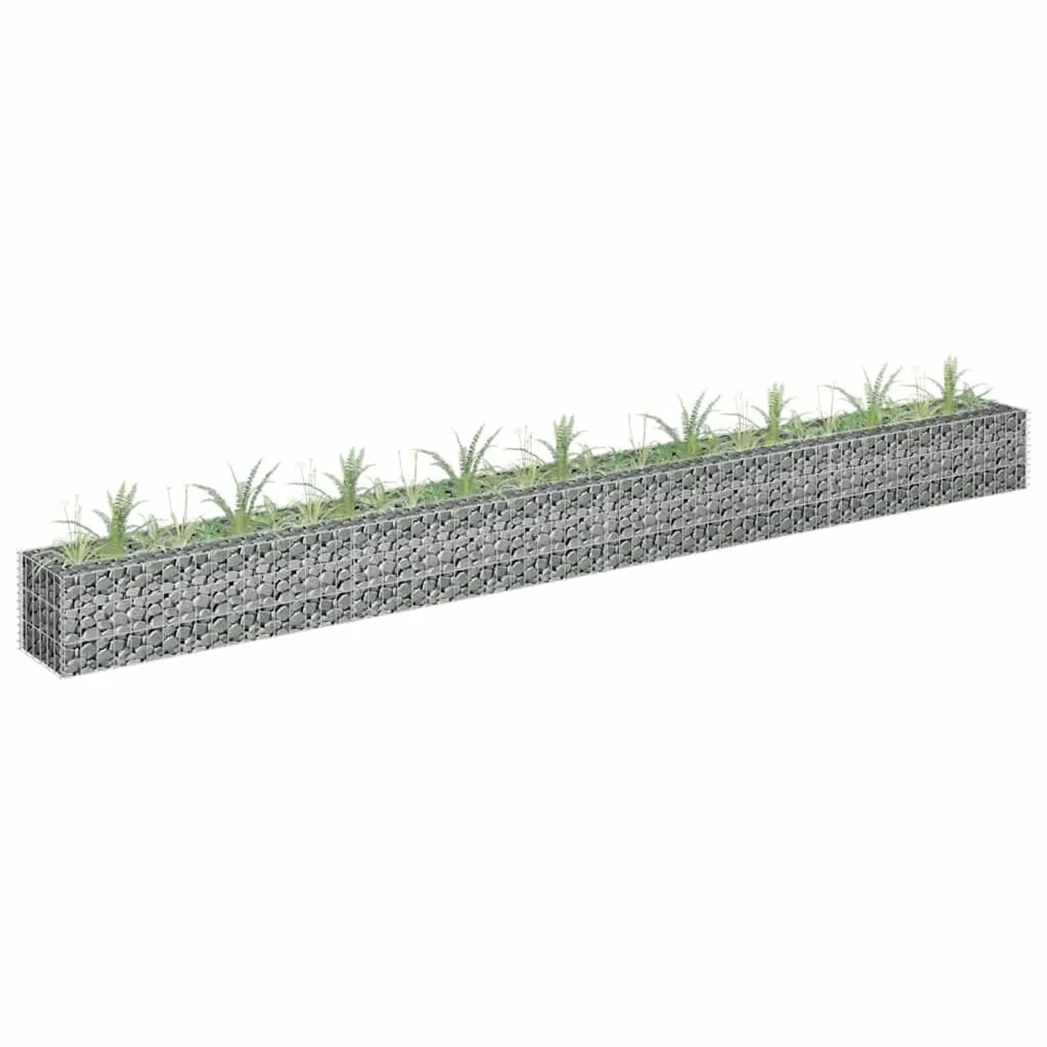 DELUKE Gabionen Hochbeet ROON Aus Stahl 360x30x30cm Steinkorb Gabionengitter Ziergabione Steingabione