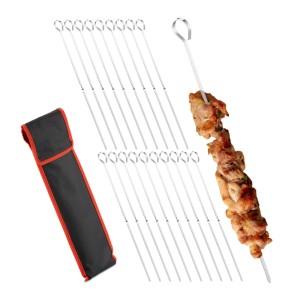 Relaxdays Grillspieße Edelstahl Silber 20er Set 31 cm x 2 cm x 0,5 cm