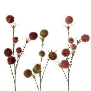 Boltze Deko-Zweig, 3-fach sortiert, 64 cm, Kunstpflanze mit braun-roten Blüten.