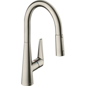 Hansgrohe Talis S 200 Küchenarmatur mit Ausziehbrause in Edelstahloptik.