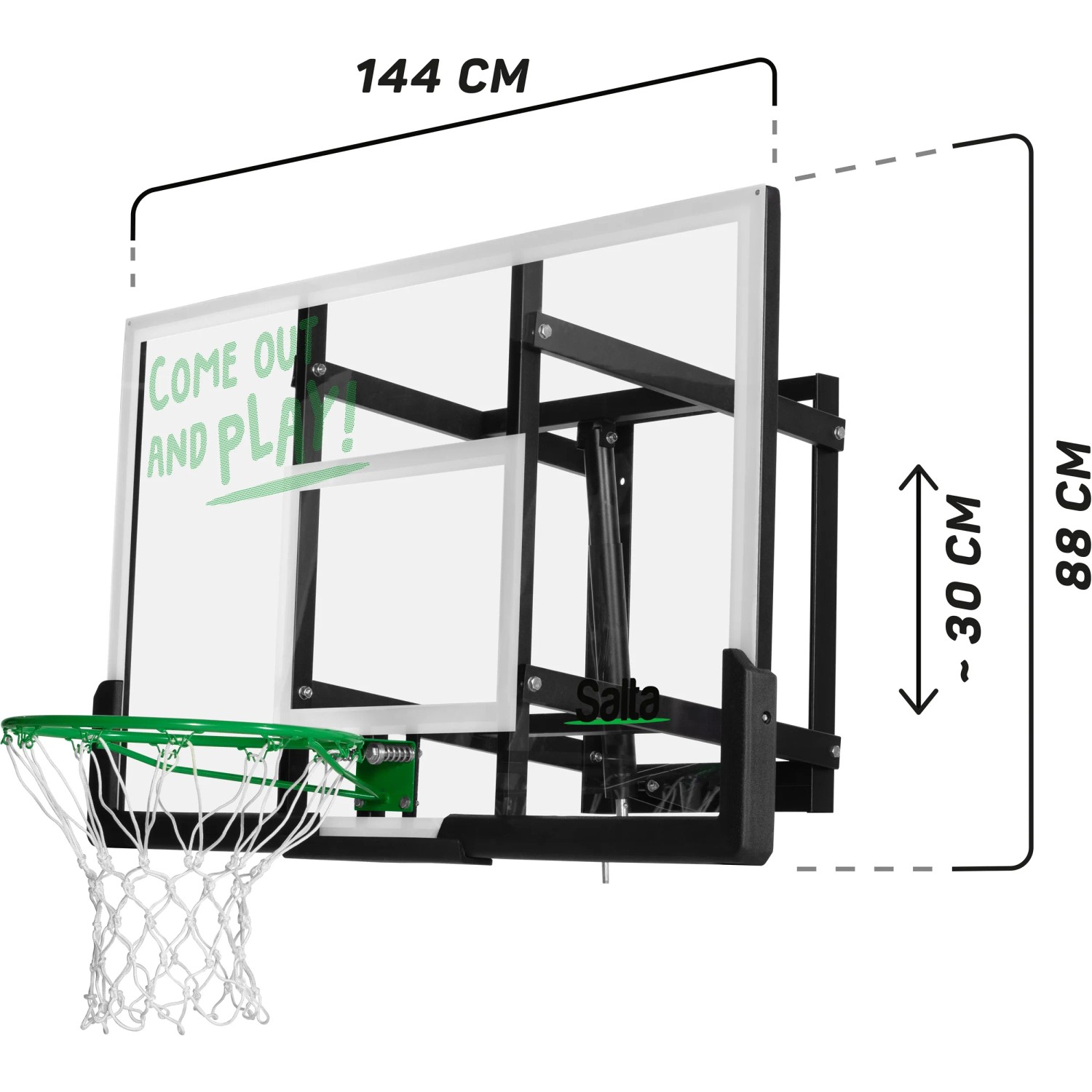 Salta Basketballbrett Center, 115x75 cm, mit Stahlrahmen und Korb. Ideal für Spiel und Spaß im Garten.