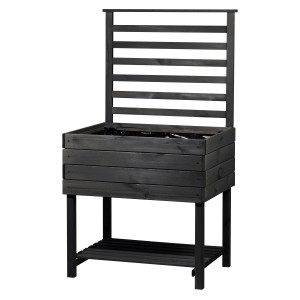 Dobar Rankgitteraufsatz Kubus 2.0, anthrazitfarbenes Holz für Hochbeete, 78x78cm, FSC® zertifiziert.