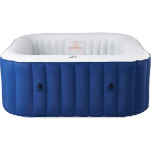 Mobiler, marineblauer OBI Whirlpool SQUARE für 4 Personen, aufblasbar, quadratisch.