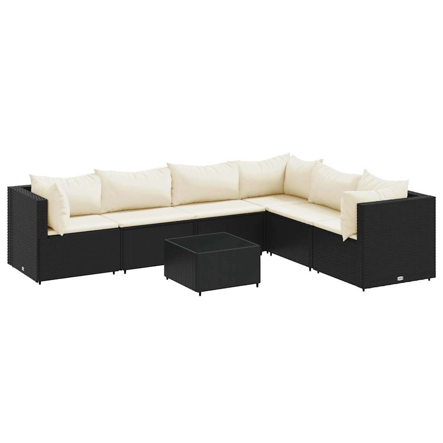 vidaXL 7-Tlg Garten-Lounge-Set mit Kissen Schwarz Poly Rattan 3308144 günstig online kaufen