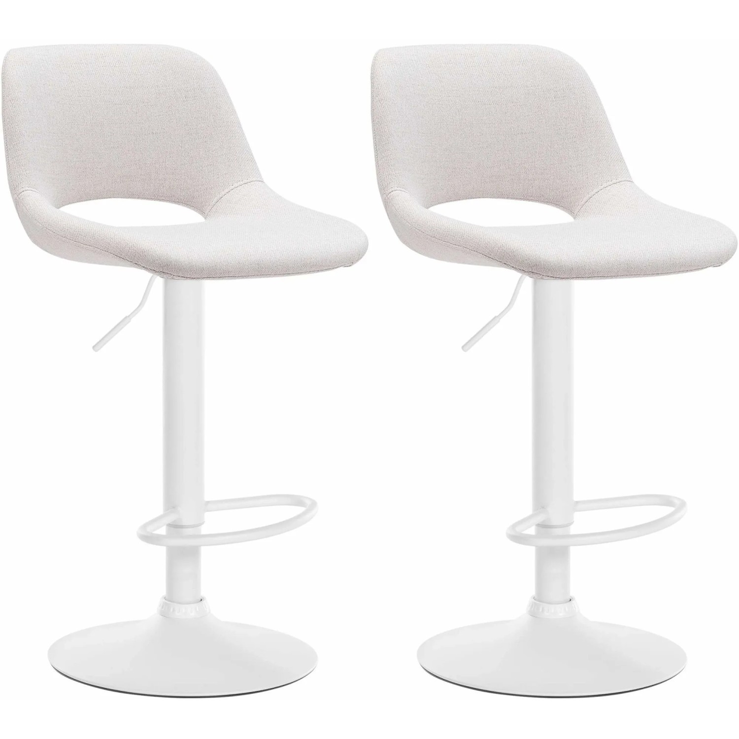 DELUKE Barhocker 2er Set JAKSON Creme Stoff Weiß Barstuhl Mit Lehne Tresenhocker Tresenstuhl