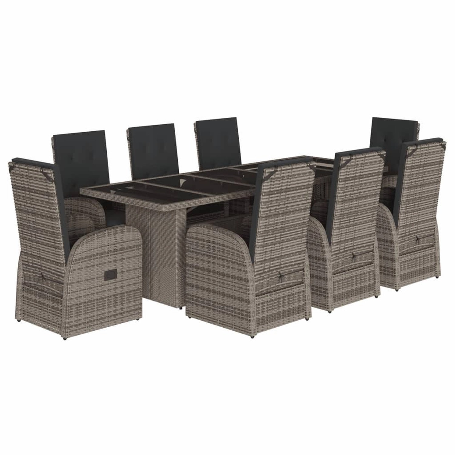 vidaXL 9-tlg Garten-Essgruppe mit Kissen Grau Poly Rattan Modell 72 günstig online kaufen