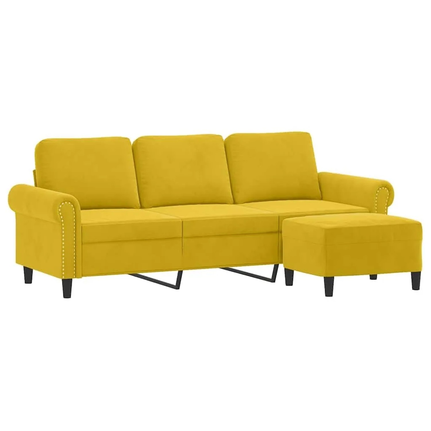 vidaXL 3-Sitzer-Sofa mit Hocker Gelb 180 cm Samt 3201221 günstig online kaufen