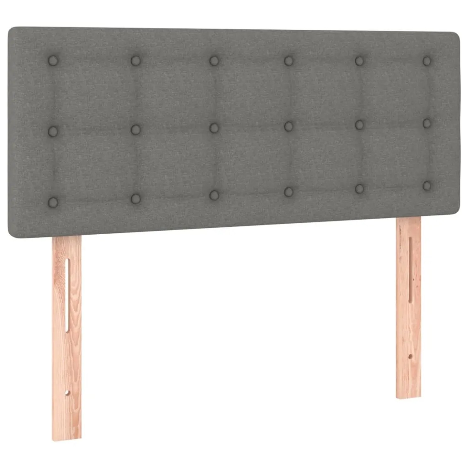 Boxspringbett Kopfteil, dunkelgrauer Stoff mit Knöpfen, 100x200 cm. Bett Zubehör.