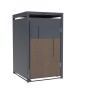 Mülltonnenbox anthrazit/Holz-Optik für 1 Mülltonne aus pulverbeschichtetem Metall, für den Außenbereich.