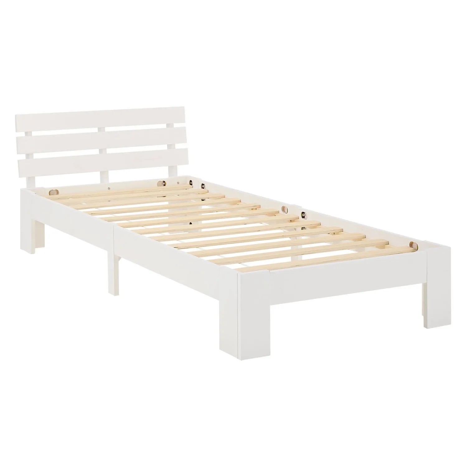 Homestyle4u Holzbett 90x200 cm mit Federkernmatratze und Lattenrost Einzelbett 3329