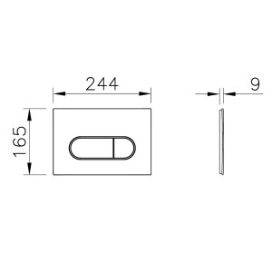 Pianura Betätigungsplatte Duo R EASYPro, schwarz matt, Maße: 165x244x9 mm.