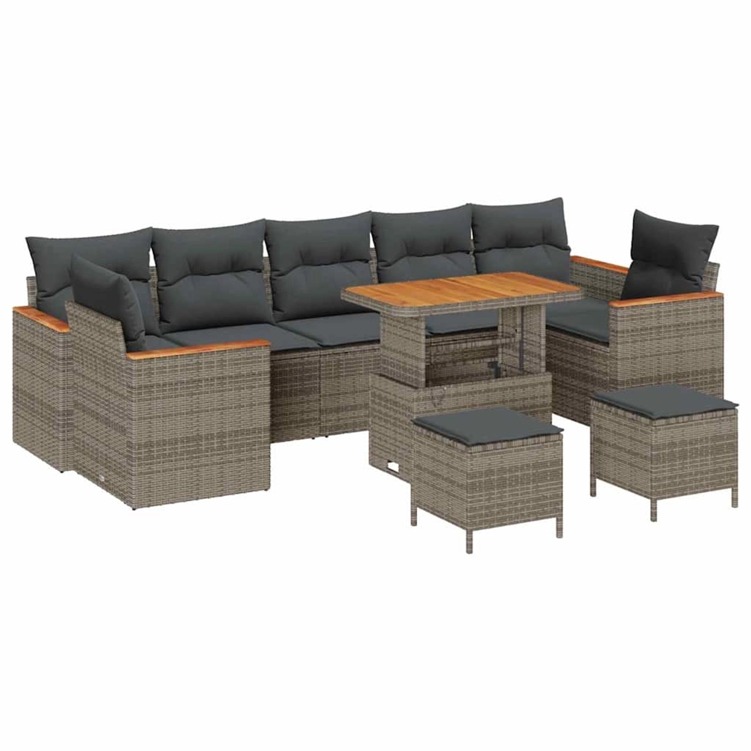 vidaXL Garten-Sofa-Set mit Kissen 10-Tlg Grau Poly Rattan 3363033 günstig online kaufen