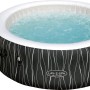 Bestway Lay-Z-Spa Hollywood AirJet, runder aufblasbarer Whirlpool in Schwarz-Weiß mit Pumpe.