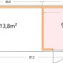 Grundriss Gerätehaus Classico 3330 mit Lounge XL, 792x298 cm, Hellgrau. Maße und Flächenangaben.