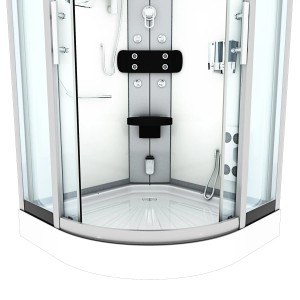 AcquaVapore D46-20T2 Dampfdusche 100x100 mit Glasfront und weißer Rückwand.