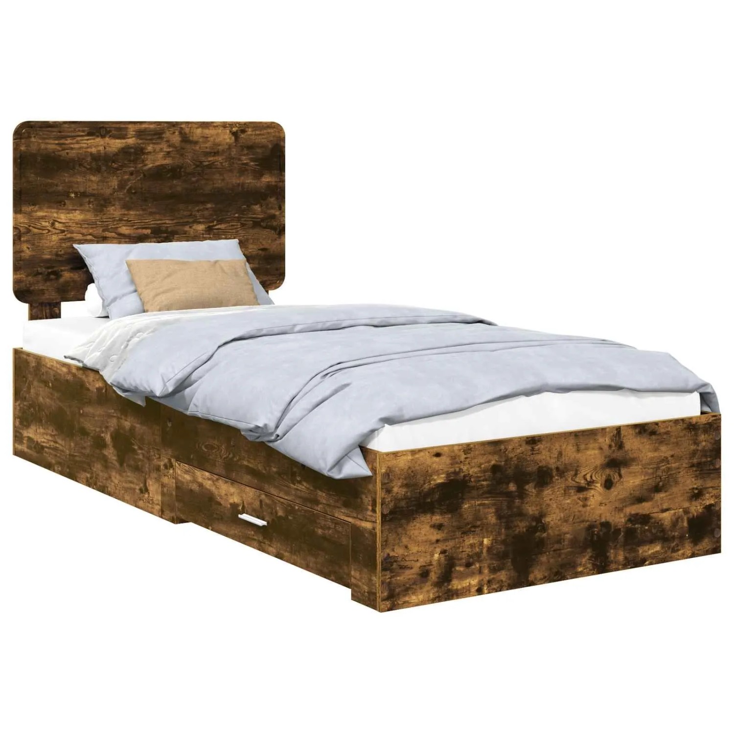 vidaXL Bettrahmen Räuchereiche 90 x 190 cm Holzwerkstoff 3412841