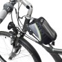 Tectake Fahrradtasche am Fahrradrahmen mit Touchdisplay-Fach für Smartphones.
