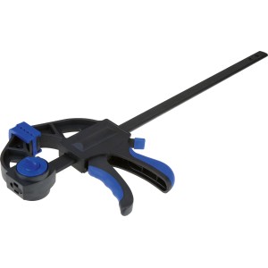 LUX Einhandzwingen, 300mm, 2er-Set, Spannwerkzeug mit blau-schwarzem Griff.