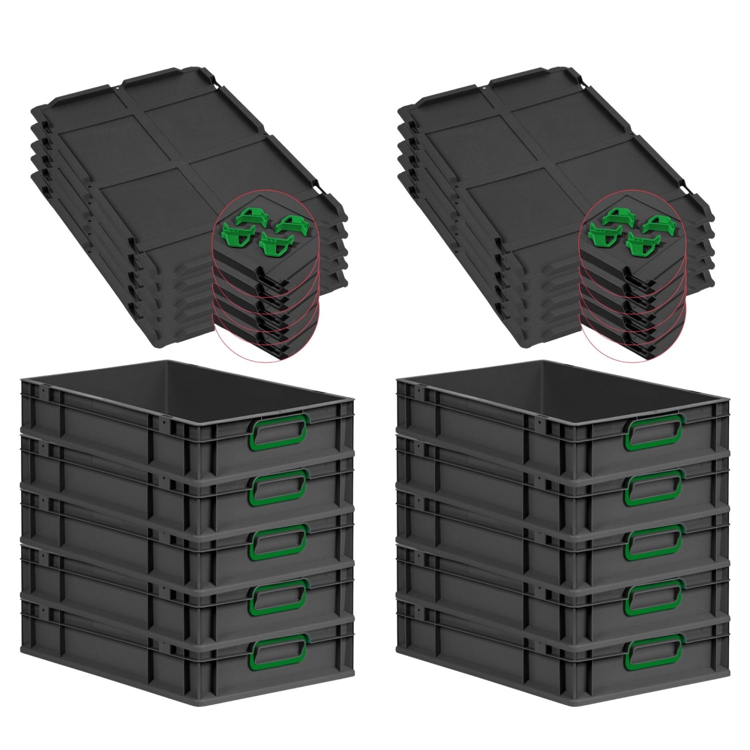 PROREGAL SparSet 10x Eurobox Nextgen Color Mit Auflagedeckel HxBxT 12x40x60 günstig online kaufen
