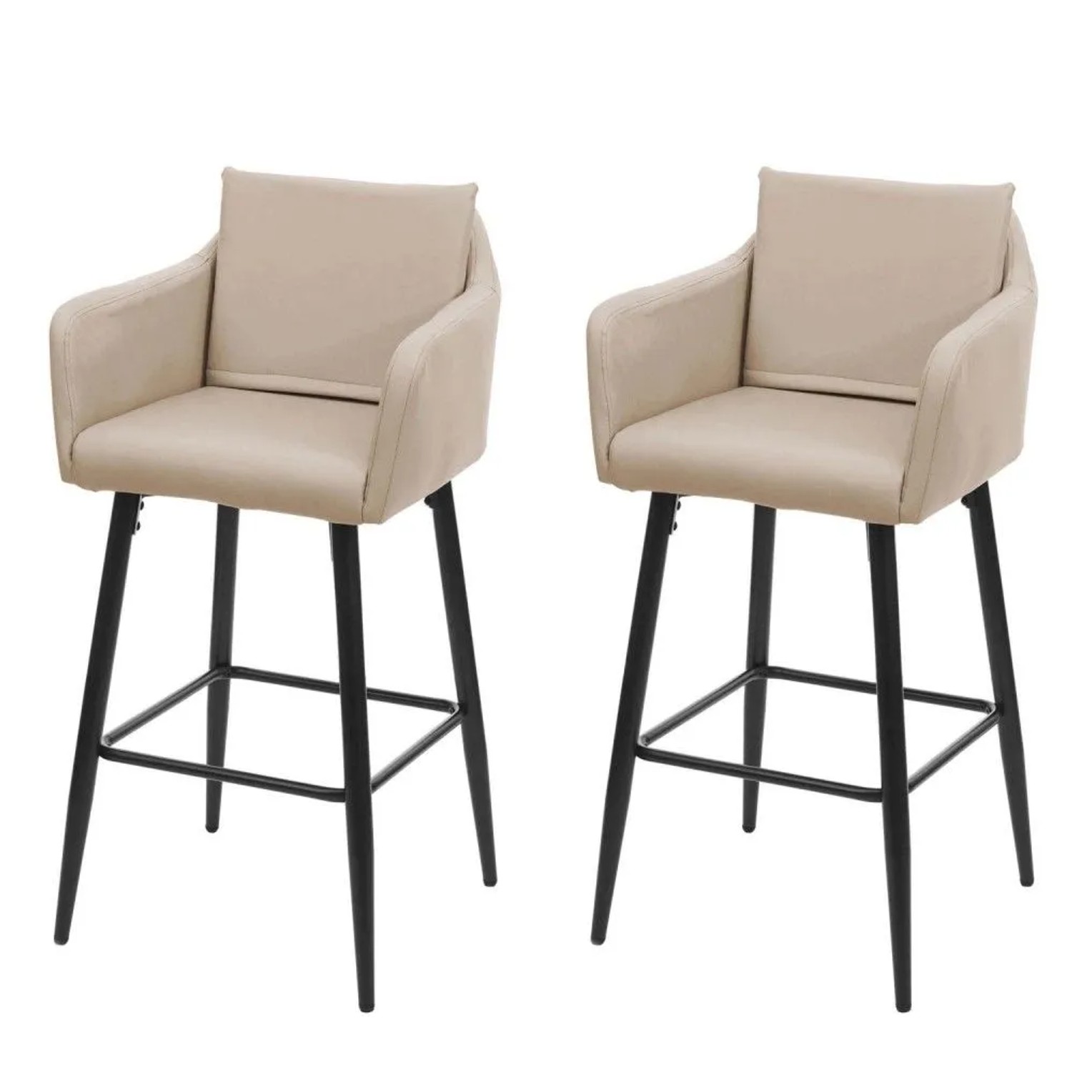 MCW Barhocker H93 2er-Set Kunstleder Taupe-Beige