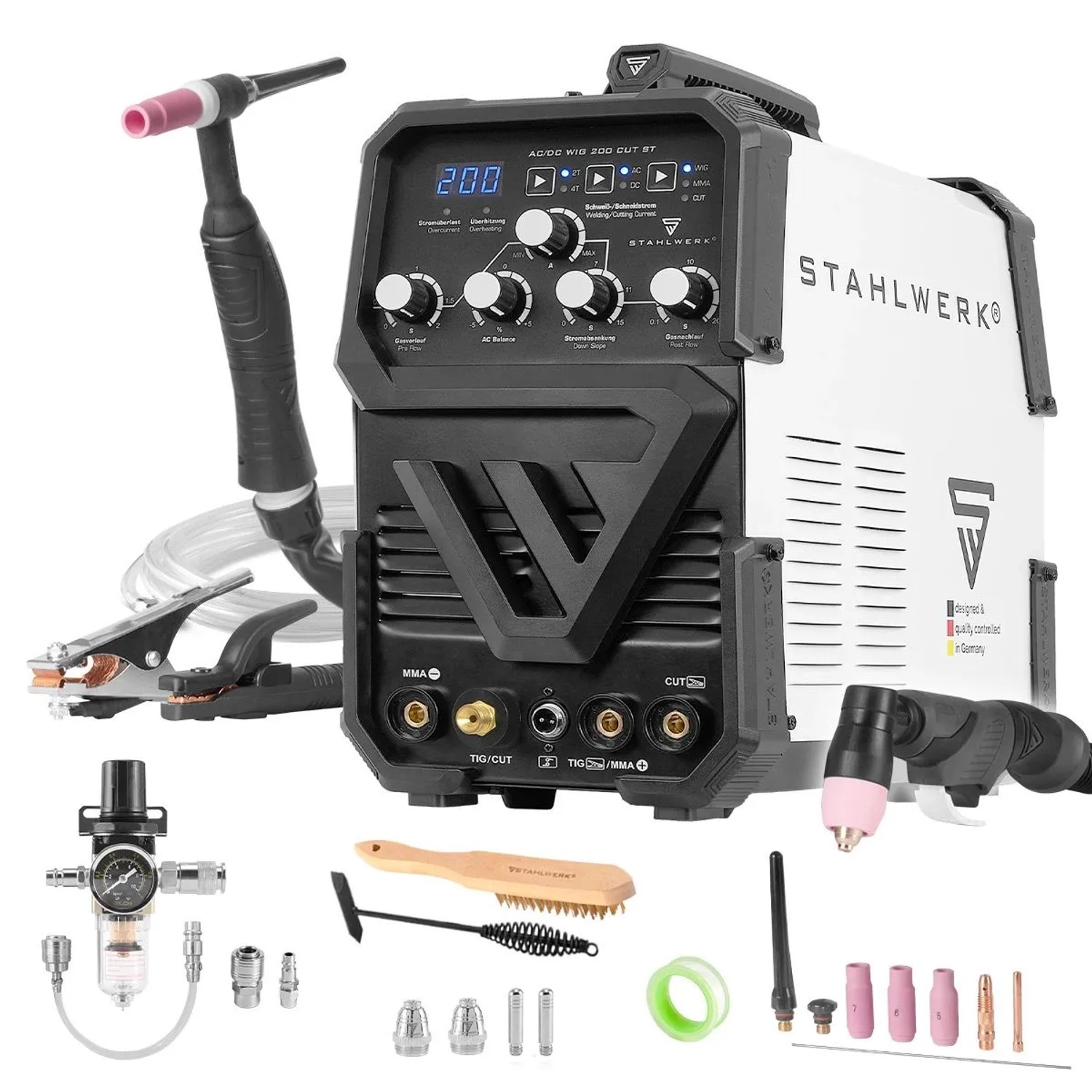 STAHLWERK Schweißgerät AC DC WIG 200 CUT mit MMA Integrierter Plasmaschneider