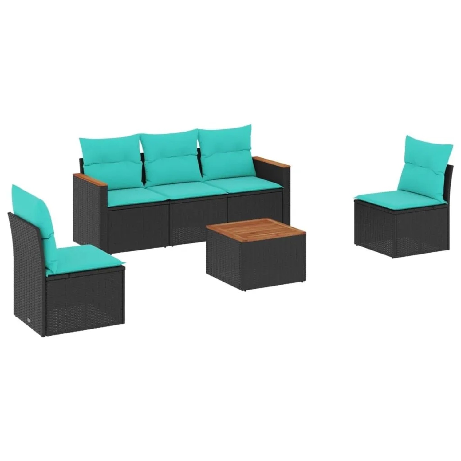 vidaXL 6-Tlg Gartensofa-Set mit Kissen Schwarz Polyrattan 3225854 günstig online kaufen