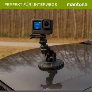 Mantona Saugnapfhalterung Xl Kamerhalterung 9-Cm-Saugnapf Stativ Action Cam Auto