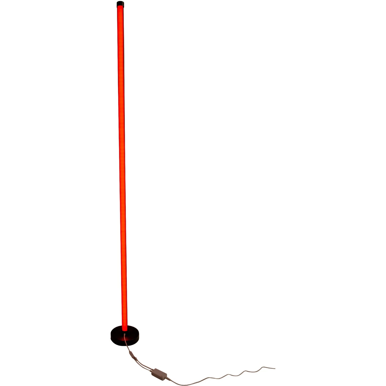 Schwarze LED-Stehleuchte Digital Motion Light, 150 cm hoch, mit rotem Licht.