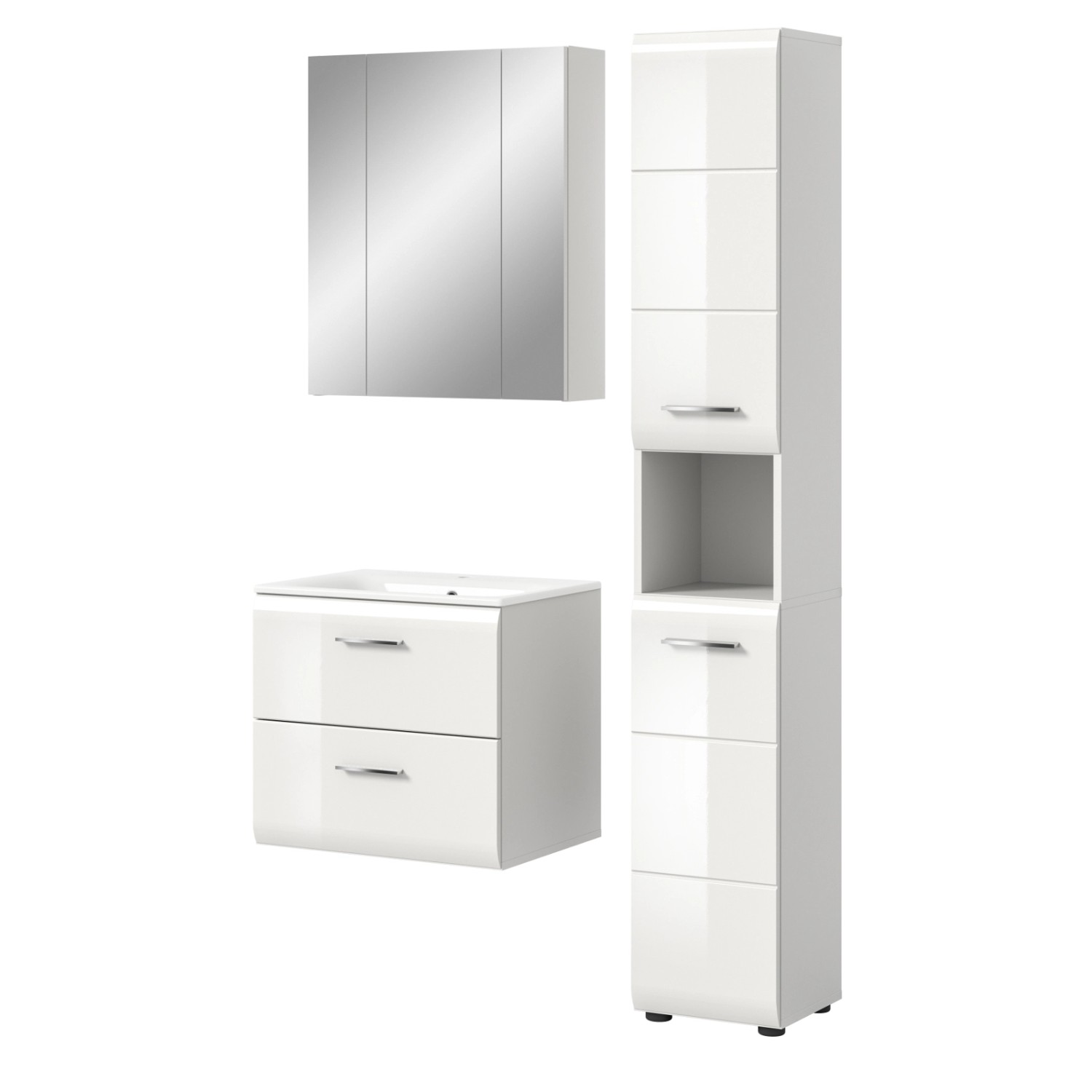 Inn.Furn Badmöbel Set 3-teilig in Weiß Hochglanz 105 cm Cover günstig online kaufen