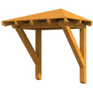 Haustürvordach Wesel 1, Eiche hell lasiert, 188x126 cm, aus Konstruktionsvollholz.