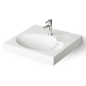 PAA Waschbecken Claro, alpinweiß, 60x60 cm, mit Halterung, Seifenschale und Siphon.