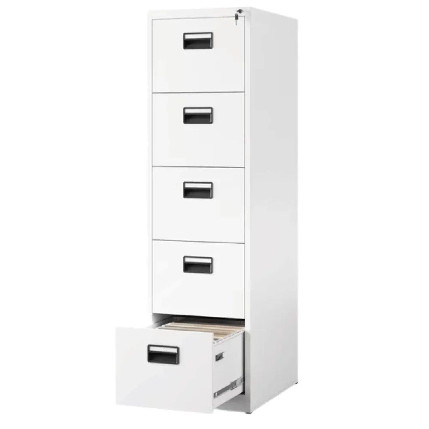 JAN NOWAK Hängeregisterschrank Abschließbar SARA 5 Schubladen 163 x 46 x 62 cm Weiß