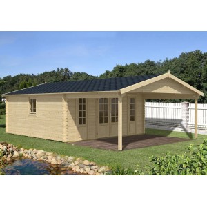 Alpholz Gartenhaus Nyborg-44 mit Schleppdach, naturbelassen, mit Fenster und Doppeltür.