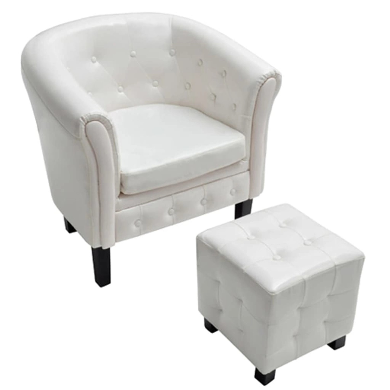 vidaXL Clubsessel mit Fußhocker Weiß Kunstleder 60711 günstig online kaufen