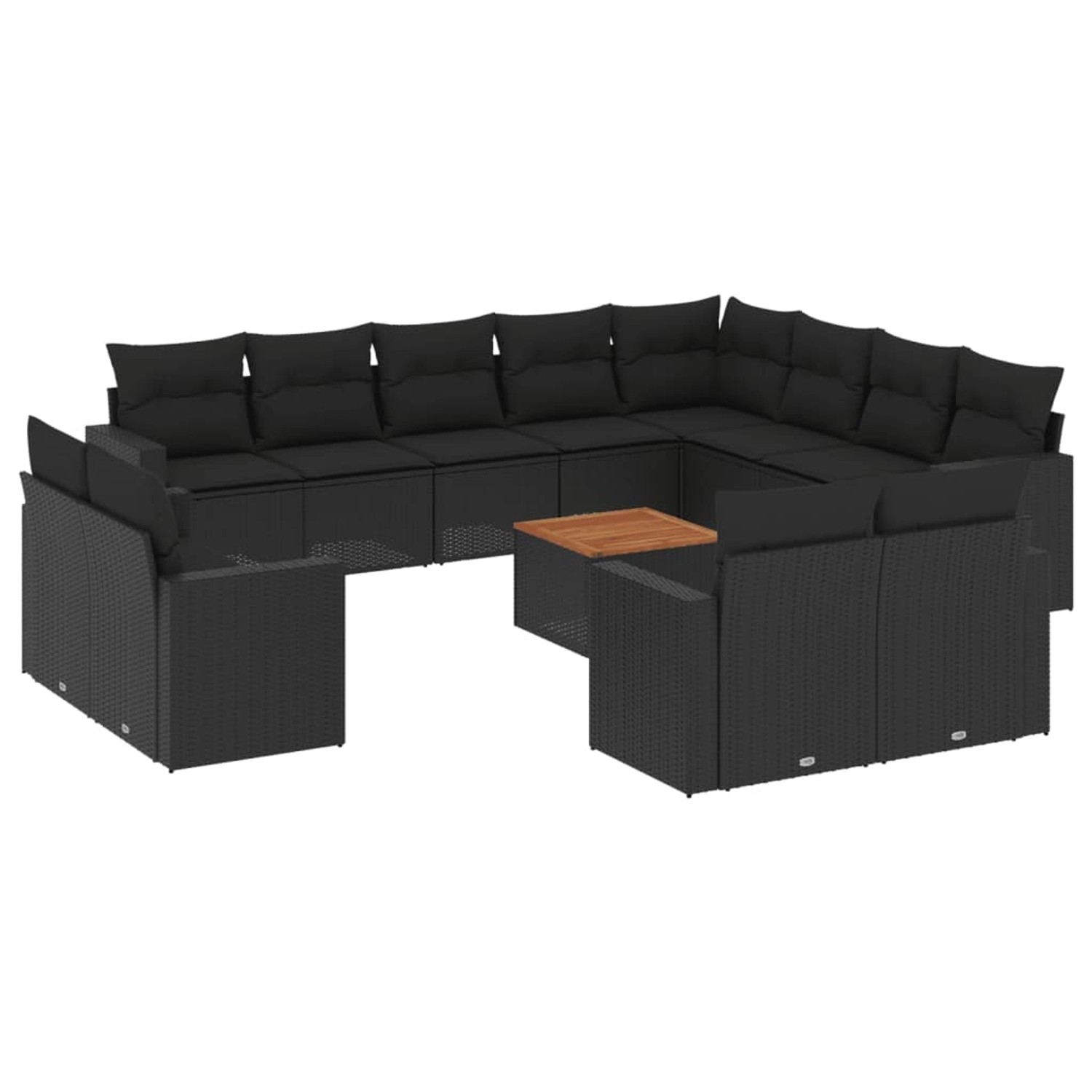 vidaXL 13-Tlg Garten-Sofagarnitur mit Kissen Schwarz Poly Rattan 3256720 günstig online kaufen
