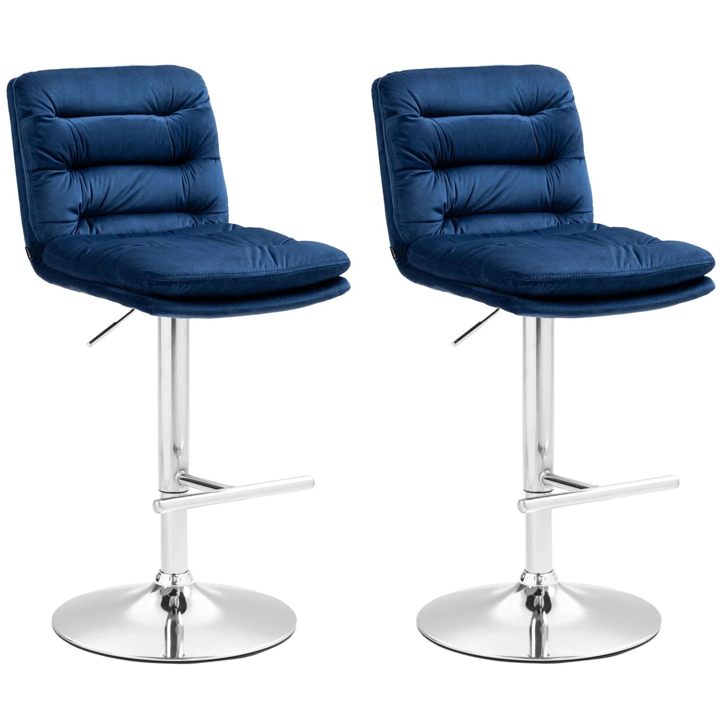 CLP 2er Set Barhocker Damar Samt Blau/Chrom