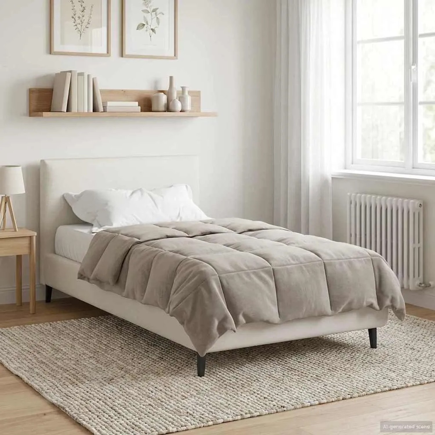 vidaXL Winterbettdecke Gepolstert Creme 140 x 220 cm Mikrofaser 42026151_4