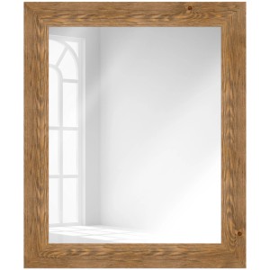 Wandspiegel 50x70 cm mit Rahmen in Eiche-Optik. Moderner Stil für Flur, Bad oder Wohnzimmer.