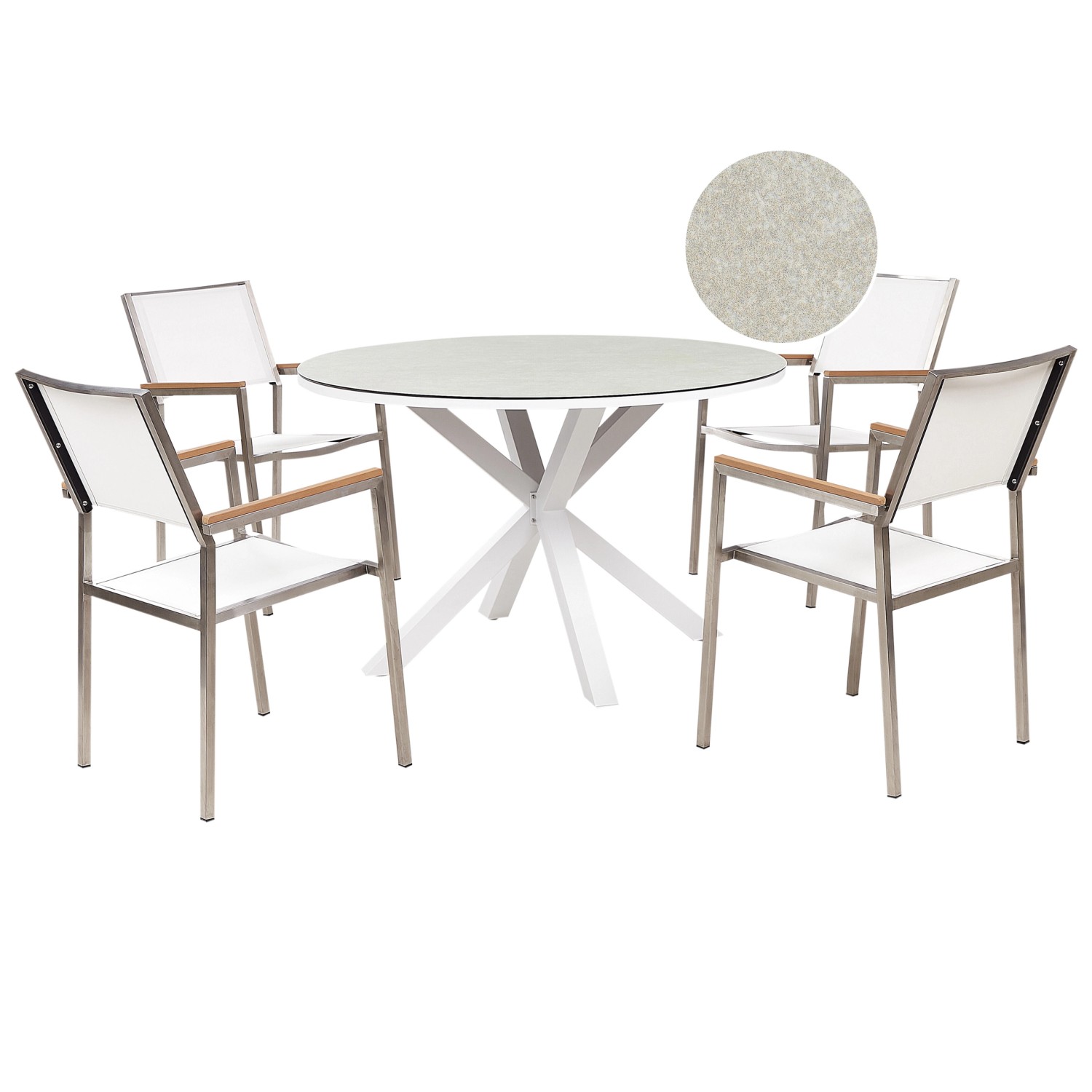 Beliani Gartentisch Set MALETTO/GROSSETO Taupe günstig online kaufen